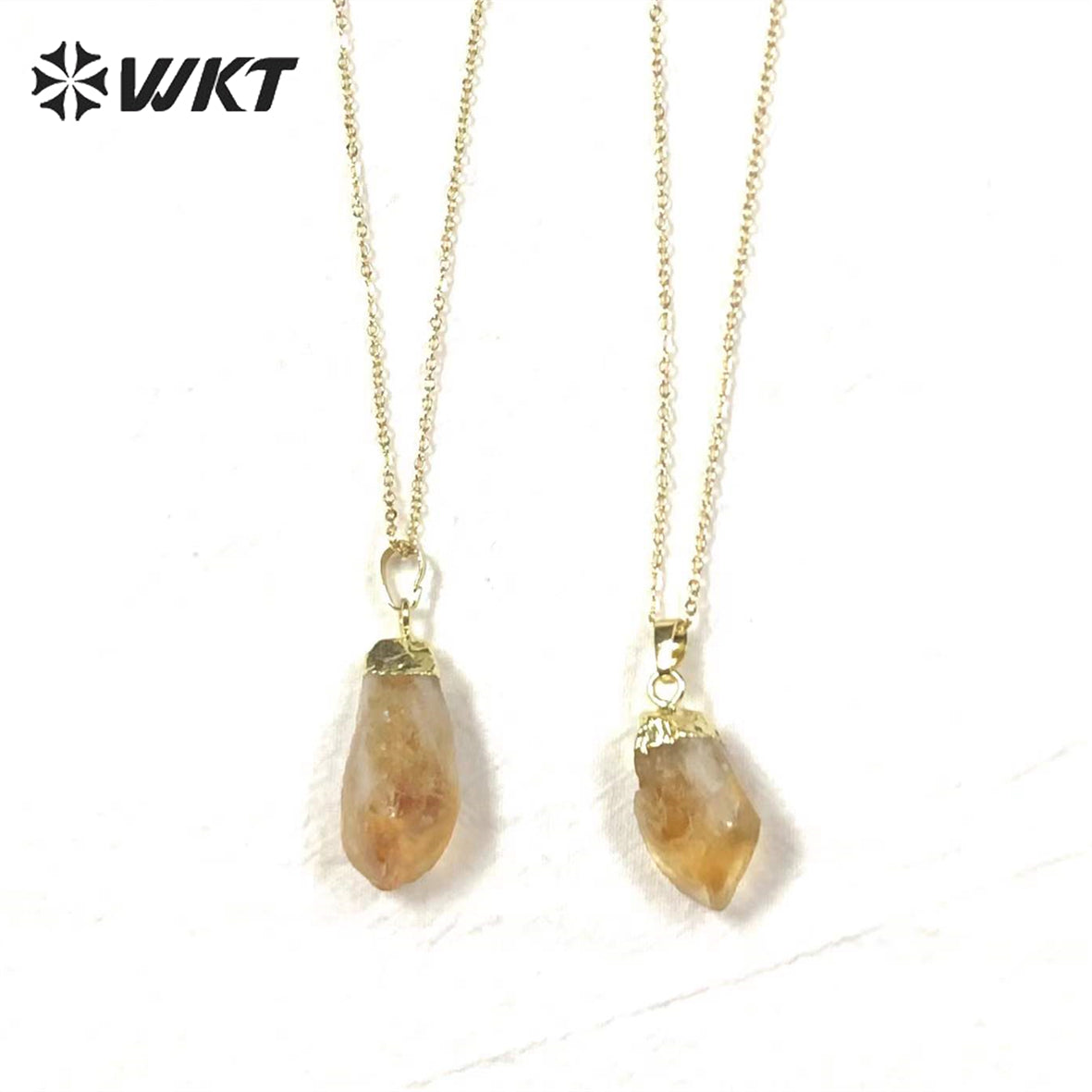 WT-P1757 Small Cute Yellow Citrine Pendant With 18k Real Gold Plated Ladies Gift Pendant Natural Crystal Pendant