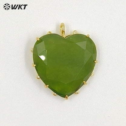 WT-P2101 Newest Popular Charms Gold Electroplated Colorful Stones Heart Shape Pendants As Women Romantic Jewelry Presents