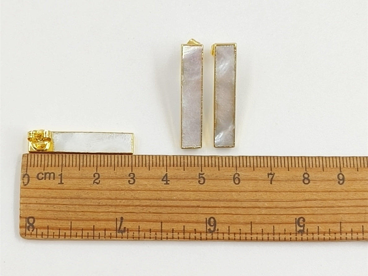 WT-E333 Wholesale High Quality Hot Sale Natural Shell Rectangle Bar Earring With 24k Real Gold Plated for Women Jewelry