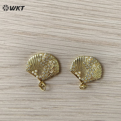 WT-MP321 Wholesale Ocean Series Multi Colors Gold Plated Metal Shell Shape Little Charms Pendant For Necklace Earrings Making
