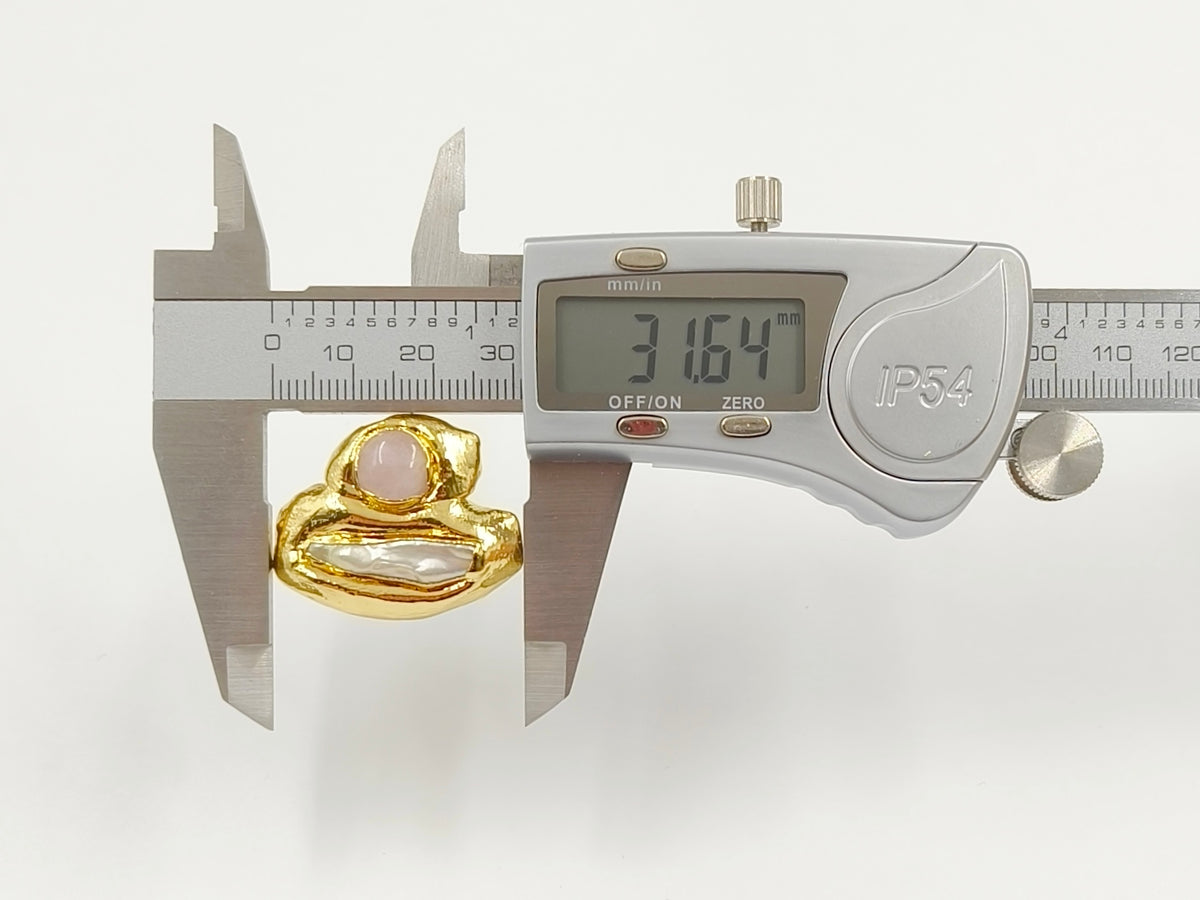 WT-MPR131 Wholesale Newest Design Fashion 18K Real Gold Plated Double Stone and Pearl Women Ring for Office Daily Styles