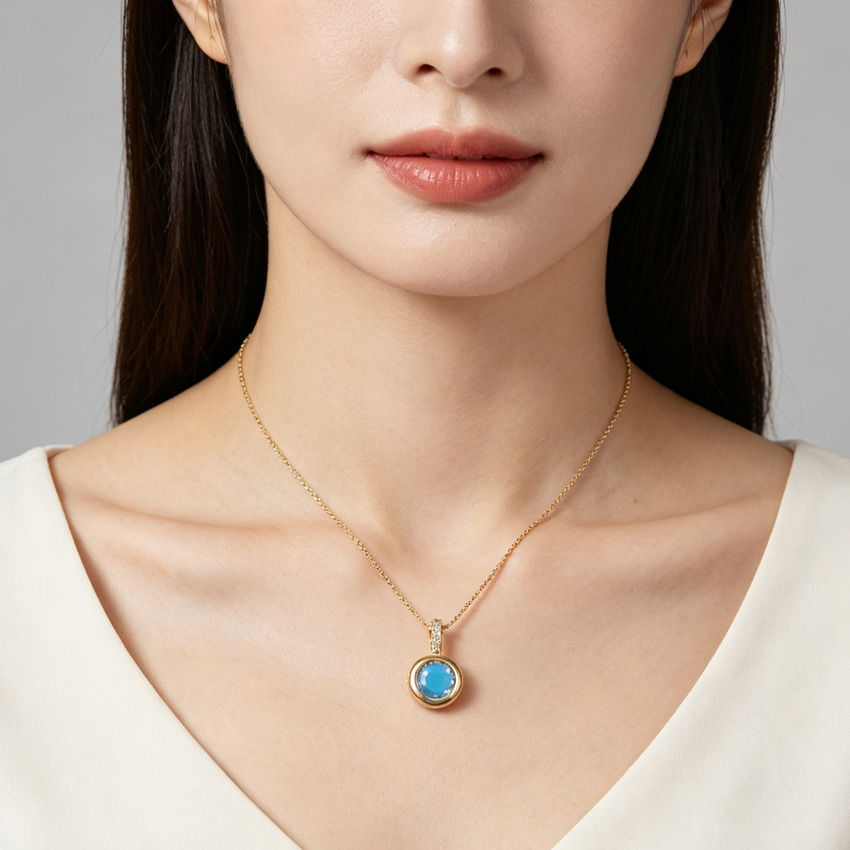 WT-MN1008 Sparkling 18K Gold Plated Heart Round Teardrop Shape Zircon Pendants And Necklaces For Women Simple Jewelry Design