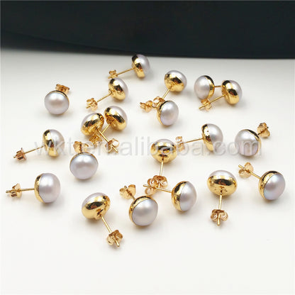 WT-E304 Fashion Pearl Studs Earrings for Women Jewelry Gift,10mm Round Freshwater Pearl Stud Earrings in High Quality Wholesale