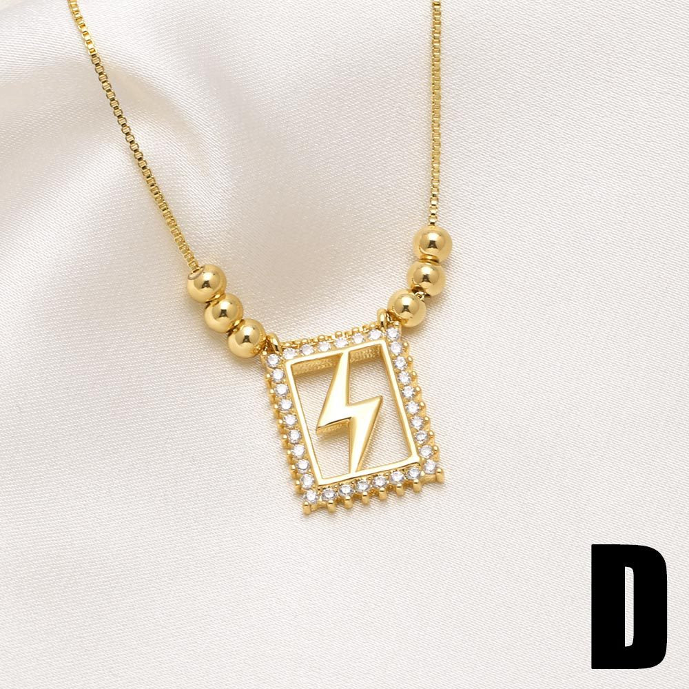 WT-JFN59 Trendy New Arrival Gold Plated Brass And Zircon Moon Star Patterns Square Pendants Necklace For Women Jewelry Accessory