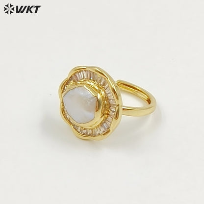 WT-MPR156 Top Fashion Multi Designs 18K Gold Electroplated Adjustable Size Pearl Rings For Women Daily Decorative Jewelry