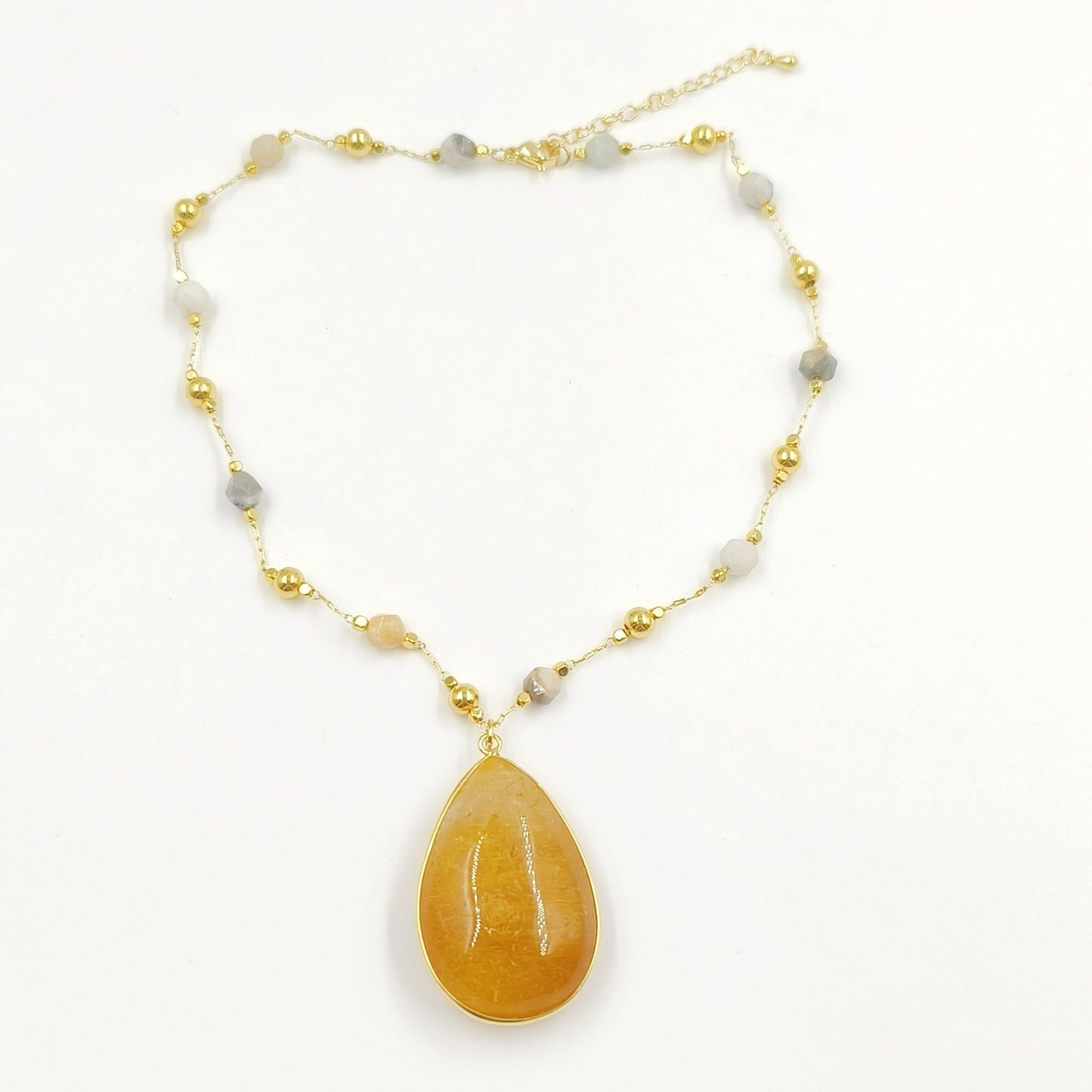 WT-N1434 Handmade Wire Wrapped Rosary Beads Trendy Romantic Chain Necklace Gemstone Casual Long Statement Necklace