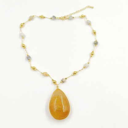 WT-N1434 Handmade Wire Wrapped Rosary Beads Trendy Romantic Chain Necklace Gemstone Casual Long Statement Necklace