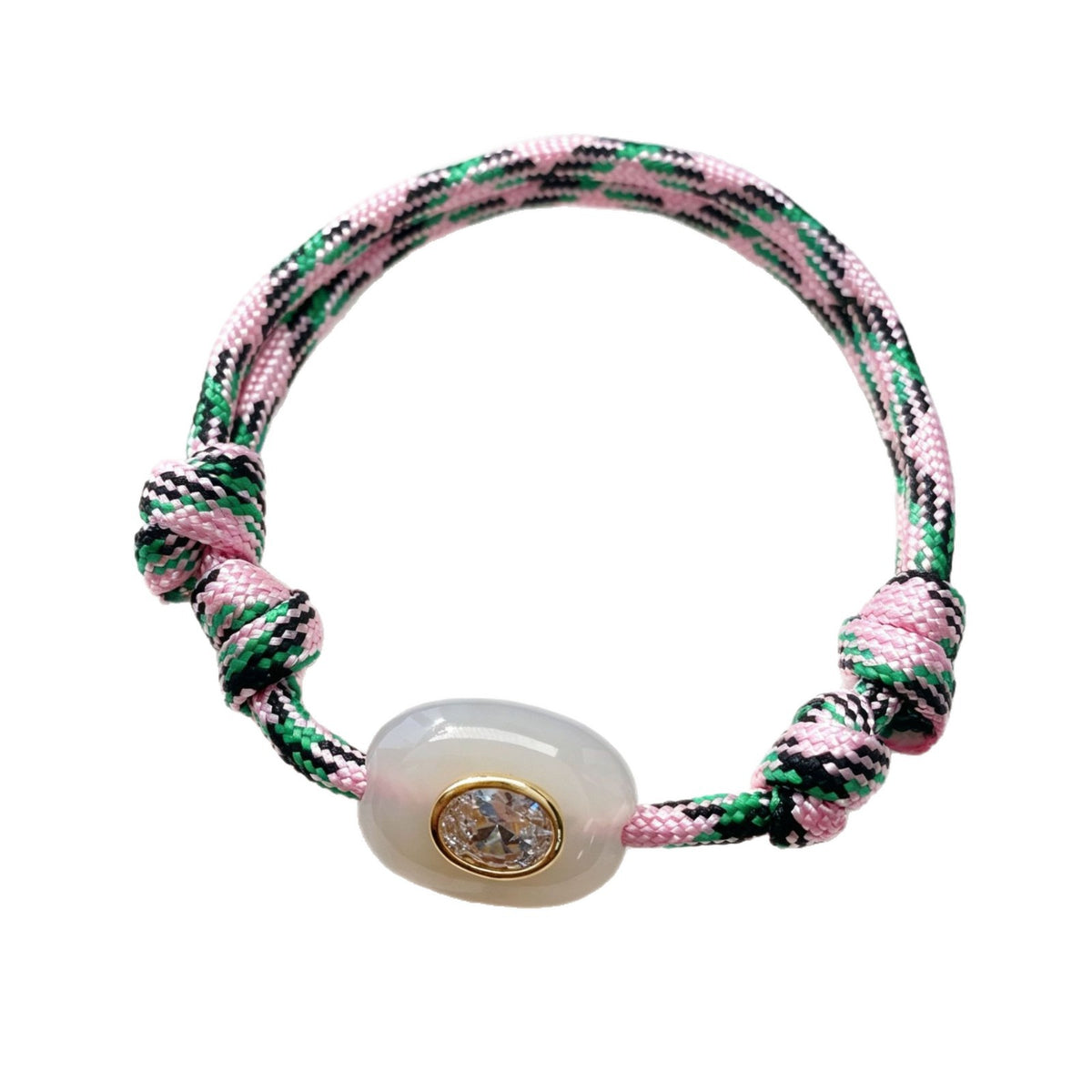 WT-MB131 Popular Ethnic Style Cord With Natural Gemstone And Zircon Pendant Handmade Bracelets For Women Men Wearing Accessory