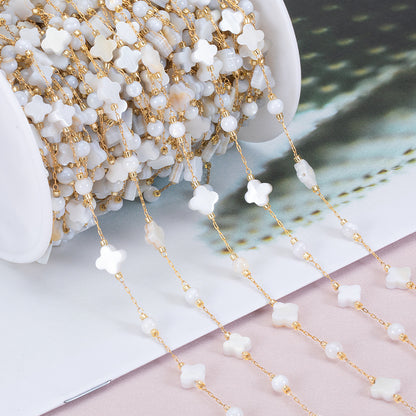 WT-STS021 Good Quality Natural Shell Heart Star Round Shape Stainless Steel Jewelry Chain As Handmade Necklace Accessory