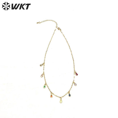 WT-BFN028 WKT Popular Trendy Fashion Sexy Choker Necklace for Women Shiny Cubic Zircon Luxury Necklace Jewelry Gift