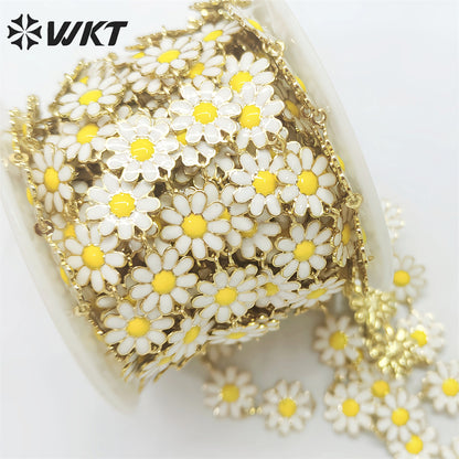 WT-RBC215 Newest Fashion Colorful Enamel Flower Chain Unique Global Chrysanthemum Chain for Women Jewelry Diy Design Chain
