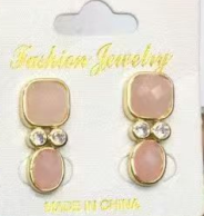 WT-E811 Modern Style Gold Plated Double Zircons And Natural Gemstones Square Oval Shape Women Earrings For Mother‘s Day Gifts