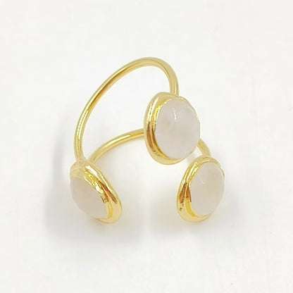 WT-R561 Beautiful Stylish 18K Gold Plated Round Opening Adjustable Natural Gemstone Cocktail Ring for Women Attending Party