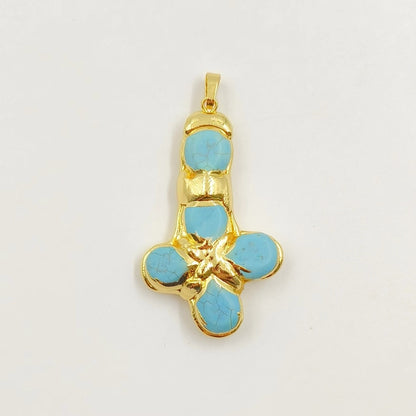 WT-P1962 Wholesale Amazing New Design Natural Gemstone Made Drop Shape Assemble Cross Jewelry Pendants