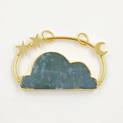WT-P1945 Wholesale Fashion Handmade Carved Natural Stone Made Clouds Pendant for Lady Necklace Design in 18K Real Gold Plated