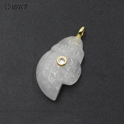 WT-P2122 Popular Lovely Style Natural Gemstones And Zircon Conch Shape Pendants For Handmade Earrings DIY Accessories