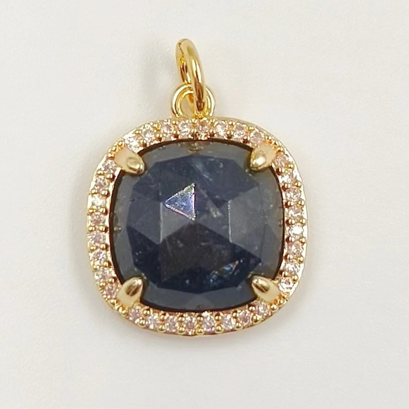 WT-MP268 Newest Vintage Style Ball Shaped Cubic Zircon Stone for Bracelet Design Women Gold Bezel Square Shaped Pendant