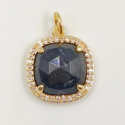 WT-MP268 Newest Vintage Style Ball Shaped Cubic Zircon Stone for Bracelet Design Women Gold Bezel Square Shaped Pendant