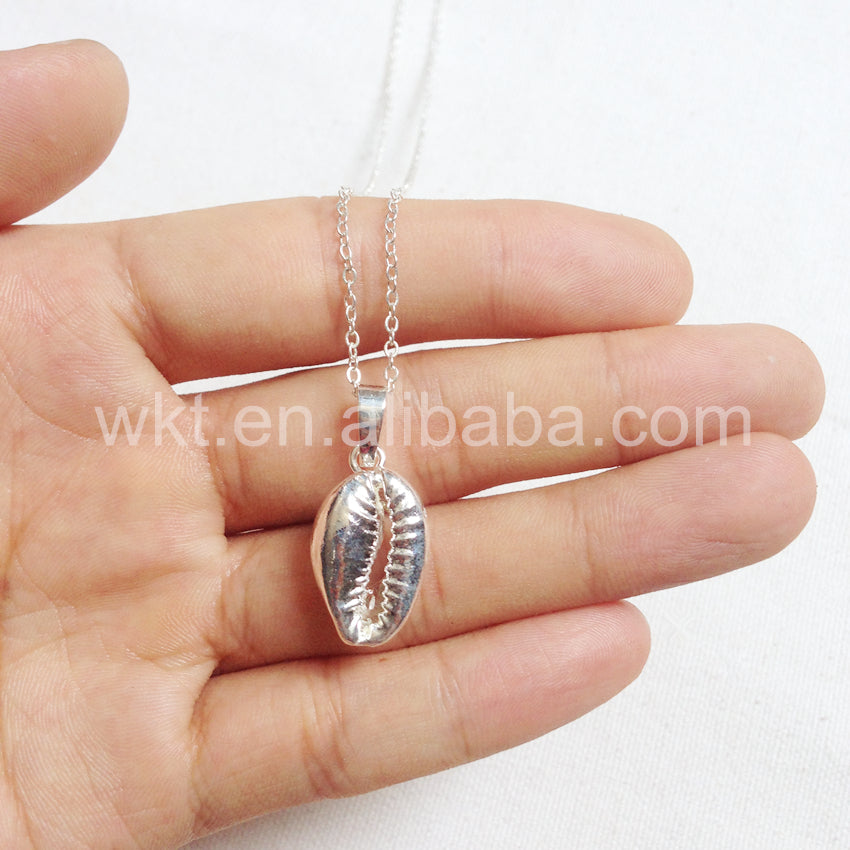 WT-JN002 Wholesale Natural Sea Shell Tiny Cowrie Choker Necklace 18k Real Gold Plated Cowrie Shell Conch Necklace