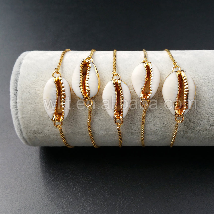 WT-B307 New Design Cowrie Shell GOld Chain Bracelets Wholesale, Adjustable Size Chain Bracelets Design in High Quality