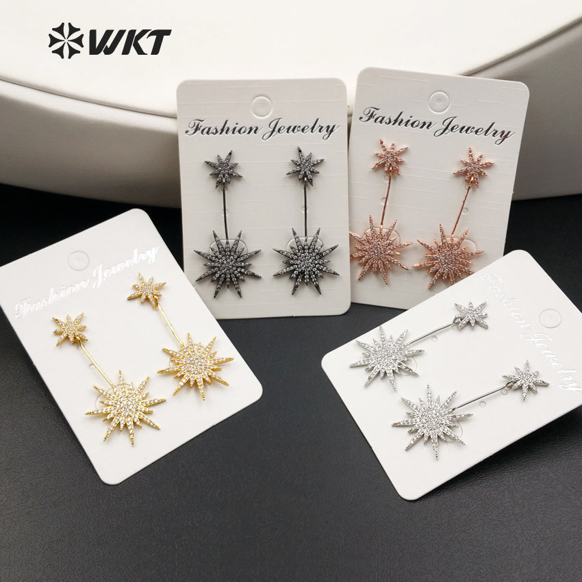 ME002 Fashion Earring CZ Micro Pave Sea Flower for Women Wholesale Party Earring Dubai Diamond Pave Dangle Earrings