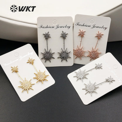 ME002 Fashion Earring CZ Micro Pave Sea Flower for Women Wholesale Party Earring Dubai Diamond Pave Dangle Earrings
