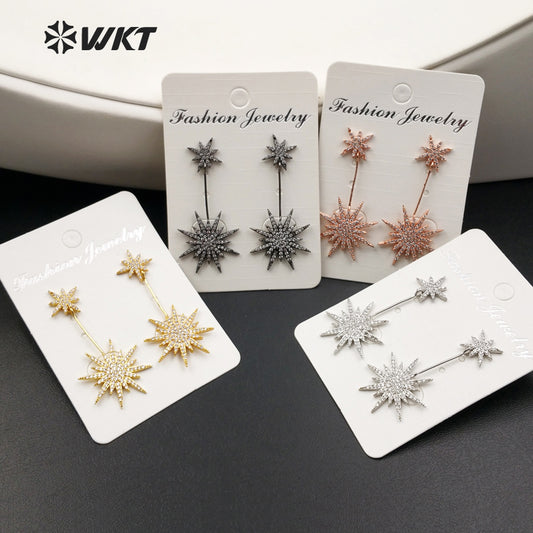 ME002 Fashion Earring CZ Micro Pave Sea Flower for Women Wholesale Party Earring Dubai Diamond Pave Dangle Earrings