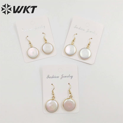 WT-E157 Lovely High Quality Freshwater Pearl Earrings Fashion Gold Dipped Hoop Pearl Earrings As Party Gift for Women