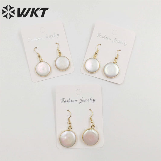 WT-E157 Lovely High Quality Freshwater Pearl Earrings Fashion Gold Dipped Hoop Pearl Earrings As Party Gift for Women