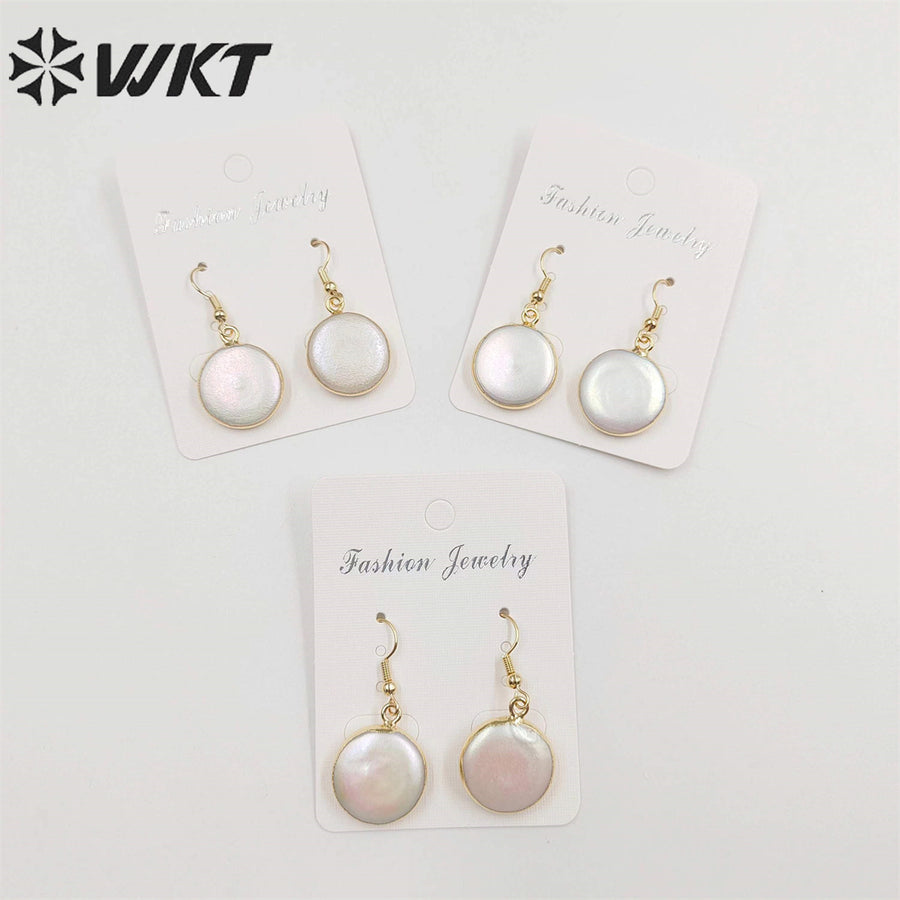 WT-E157 Lovely High Quality Freshwater Pearl Earrings Fashion Gold Dipped Hoop Pearl Earrings As Party Gift for Women