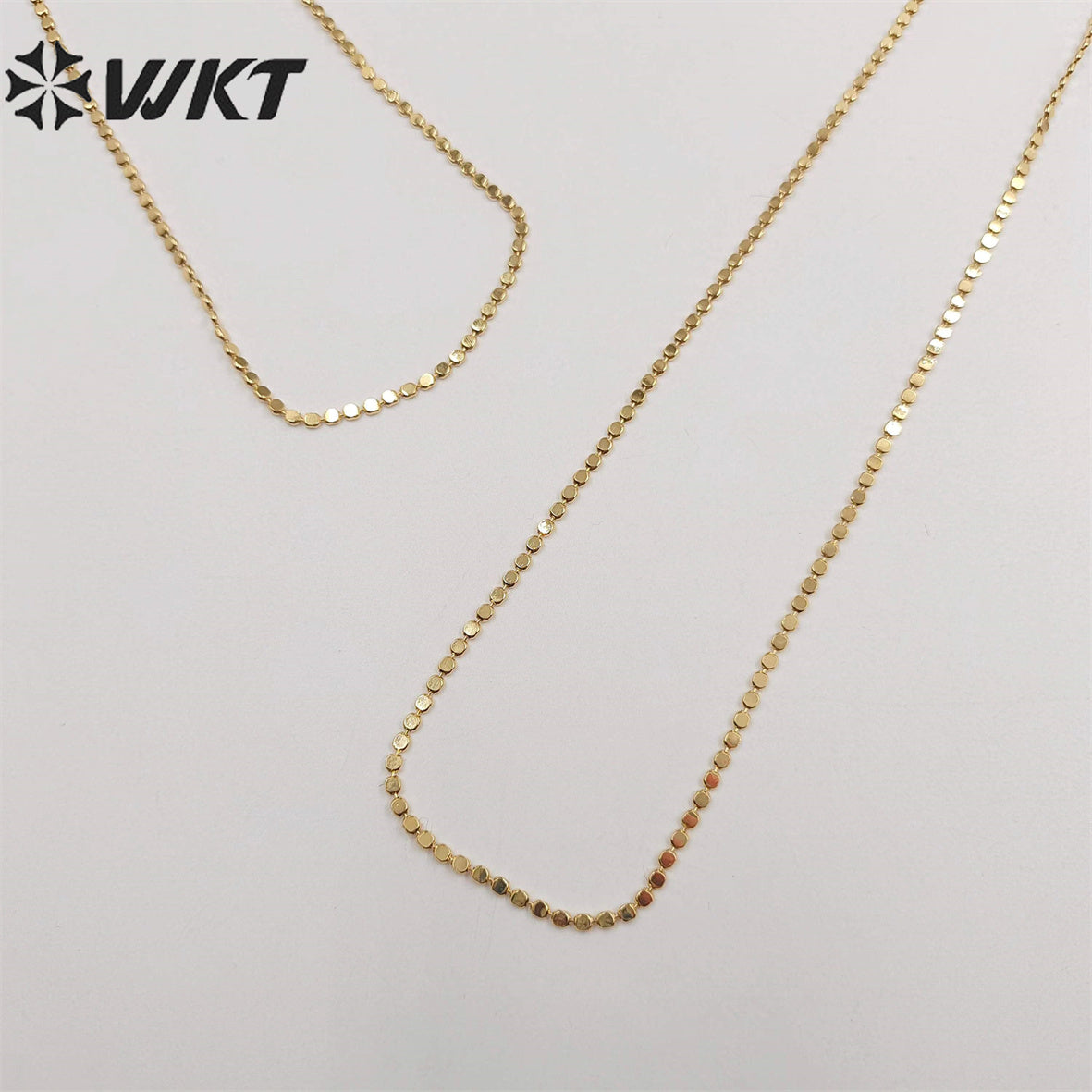 WT-BFN058 Unique Korea Handmade Brass Chain with 18k Real Gold Plated Resist Tarnishale Beads Metal Chain Necklace Jewelry Chain