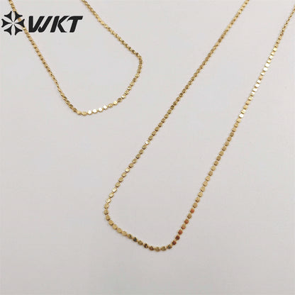 WT-BFN058 Unique Korea Handmade Brass Chain with 18k Real Gold Plated Resist Tarnishale Beads Metal Chain Necklace Jewelry Chain