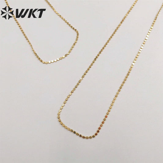 WT-BFN058 Unique Korea Handmade Brass Chain with 18k Real Gold Plated Resist Tarnishale Beads Metal Chain Necklace Jewelry Chain