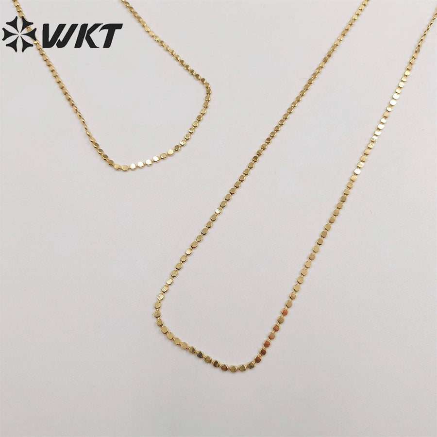 WT-BFN058 Unique Korea Handmade Brass Chain with 18k Real Gold Plated Resist Tarnishale Beads Metal Chain Necklace Jewelry Chain