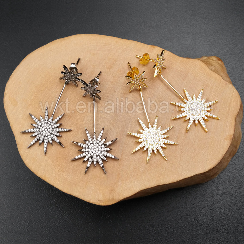 ME002 Fashion Earring CZ Micro Pave Sea Flower for Women Wholesale Party Earring Dubai Diamond Pave Dangle Earrings