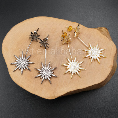 ME002 Fashion Earring CZ Micro Pave Sea Flower for Women Wholesale Party Earring Dubai Diamond Pave Dangle Earrings