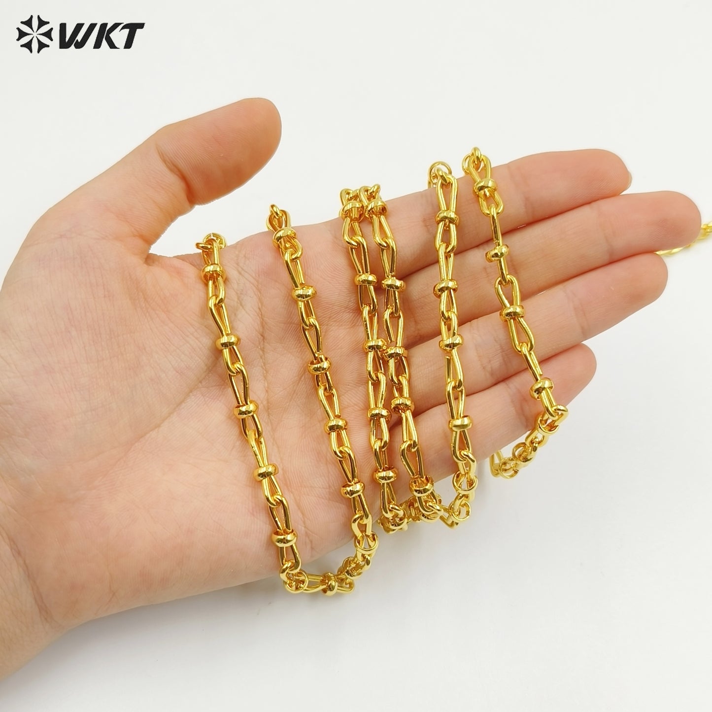 WT-BC255 Beautiful Finding Design Yellow Brass Chain With Gold Plated Lovely Bow Knot Shape for Bracelet Necklace Jewelry DIY