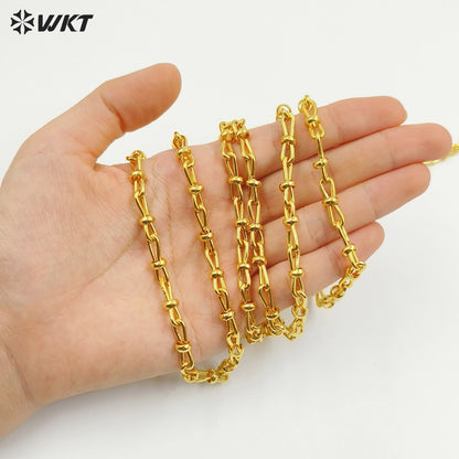 WT-BC255 Beautiful Finding Design Yellow Brass Chain With Gold Plated Lovely Bow Knot Shape for Bracelet Necklace Jewelry DIY