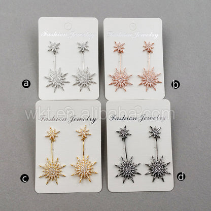 ME002 Fashion Earring CZ Micro Pave Sea Flower for Women Wholesale Party Earring Dubai Diamond Pave Dangle Earrings