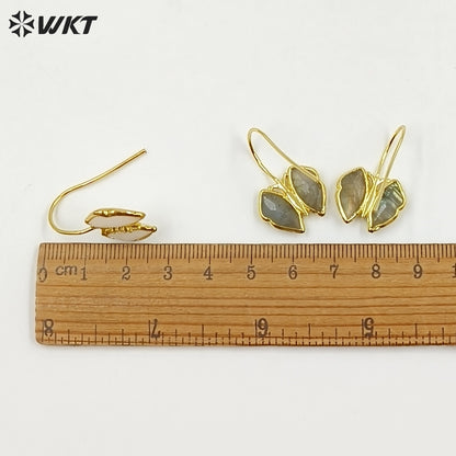 WT-E825 Exquisite Fashion Gold Plated Natural Gemstones Butterfly Shape Little Earrings As Lady Lovely Elegant Jewelry