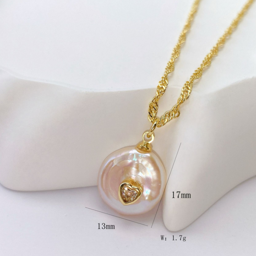 WT-JP530 Wonderful High Quality Natural Pearl With Round Watedrop Heart Shape Zircon Pendants And Necklaces As Popular Jewelry