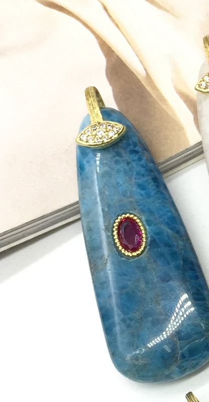 WT-P2149 High Quality Colorful Zircon And Natural Gemstones Long Waterdrop Shape Pendants As Fashionable Jewelry Accessories
