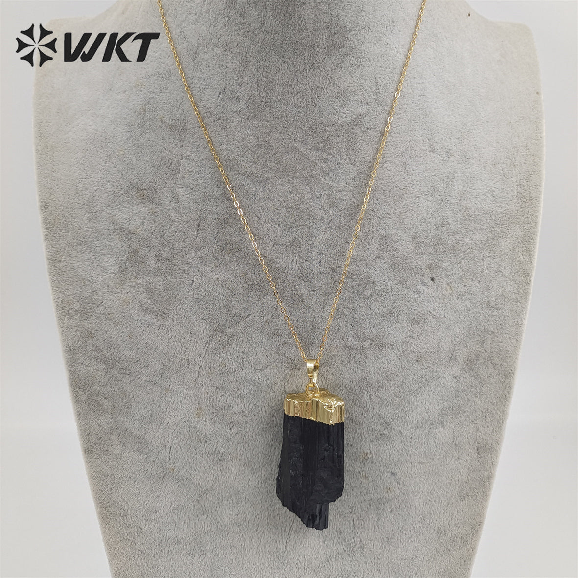 WT-N1405 WKT 2022 HOT STYLE Black Tourmaline Pendant Women PARTY Gift Necklace Trend Jewelry Beautiful Stone Pendant Necklace