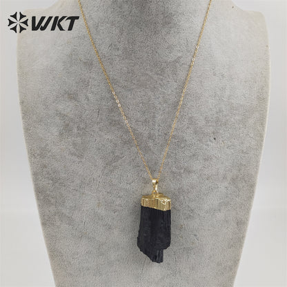 WT-N1405 WKT 2022 HOT STYLE Black Tourmaline Pendant Women PARTY Gift Necklace Trend Jewelry Beautiful Stone Pendant Necklace