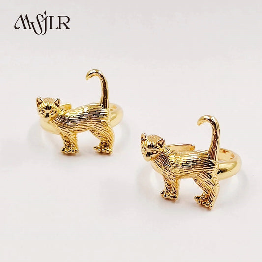 WKT-MVR051 Popular Punk Style European and American Cat Shaped 18k Gold Handpiece Ring Female Open Ring