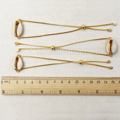 WT-B307 New Design Cowrie Shell GOld Chain Bracelets Wholesale, Adjustable Size Chain Bracelets Design in High Quality