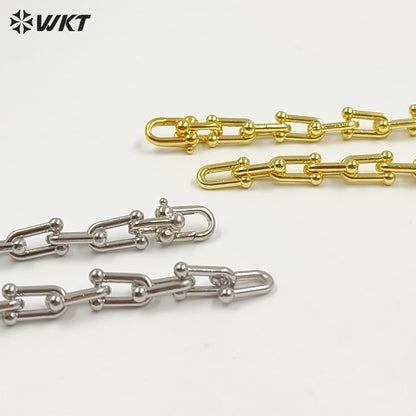 WT-N1228 Supper Hot Wholesale U Chain Top Quality Jewelry Brass With Full Gold Eletroplated U Chain Women Necklace Chain