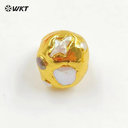 WT-MPR073 Wholesale Fashion 18K Real Gold Plated Resist Tarnishable Natural Freshwater Pearl Ring for Friend Gift