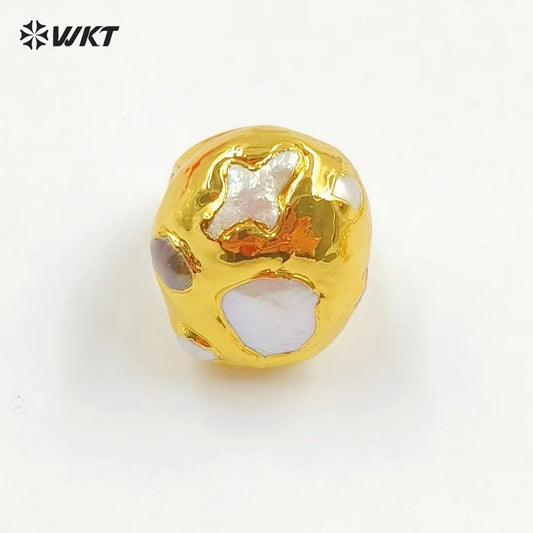 WT-MPR073 Wholesale Fashion 18K Real Gold Plated Resist Tarnishable Natural Freshwater Pearl Ring for Friend Gift