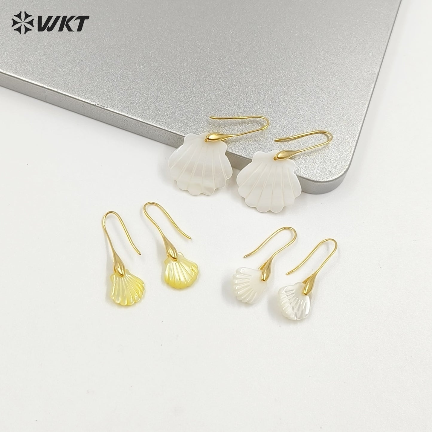 WT-MPE161 Newest Summer Holiday Style Elegant Vintage Women Scallop Shell Dangle Earrings For Sea Travel